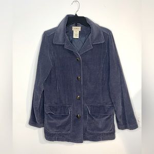 LL Bean Jacket Womens XS Blue Corduroy Coat Removable Insulated Lining Shacket